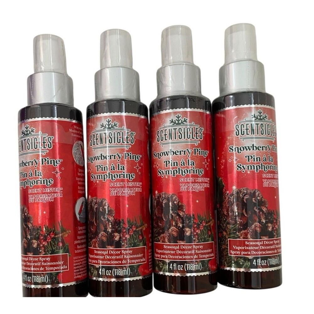 Scentsicles Snowberry Pine Scent Mister Spray 4 oz Seasonal Decor NEW Lot of 4